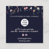 Boho bearbeitbare Blumenmuster Reihenfolge danke Quadratische Visitenkarte (Rückseite)