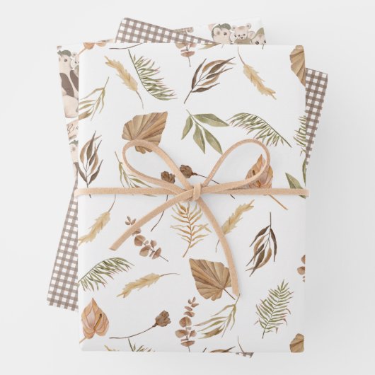 Boho Bearly Wait Bear Family Baby Dusche Geschenkpapier Set (Beispiel)