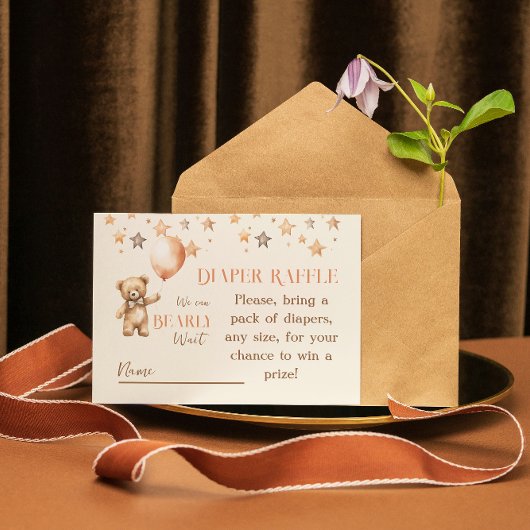 Boho Bearly Wait Beige Bear Baby Shooting Diaper Begleitkarte