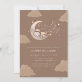 Boho Bearly Wait Cub Brown Moon Star Baby Dusche Einladung (Vorderseite)