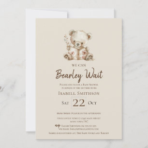 Boho Bearly Wait Foto Babyparty  Einladung
