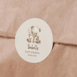Boho Bearly Wait Storybook Bear Baby Shower Runder Aufkleber