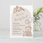 Boho Bearly Wait Teddy Bear Baby Dusche Einladung (Stehend Vorderseite)