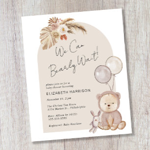 Boho Bearly Wait Teddy Bear Baby Shower Einladung