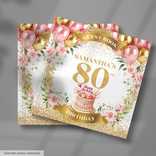 Boho Beautiful 80th Birthday Sign-In Gästebuch