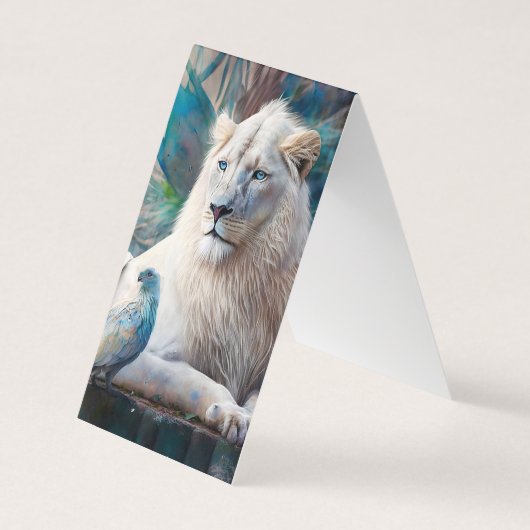 Boho Beautiful White Lion Illustration Visitenkarten (Vorderseite)