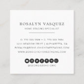 Boho Bedroom | Zuhause-Stage oder Innendesign Quadratische Visitenkarte (Rückseite)