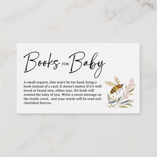 Boho Bee Baby Shower Books for Baby Begleitkarte (Vorderseite)