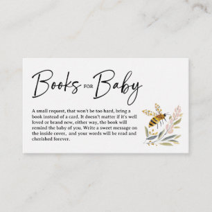 Boho Bee Baby Shower Bücher für Baby Begleitkarte