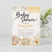 Boho Bee Baby Shower Einladung (Stehend Vorderseite)