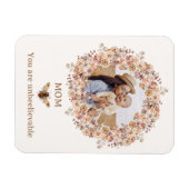 Boho Bee Watercolor Wildblume Custom Foto Mama Magnet (Horizontal)