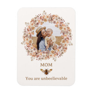Boho Bee Watercolor Wildblume Custom Foto Mama Magnet