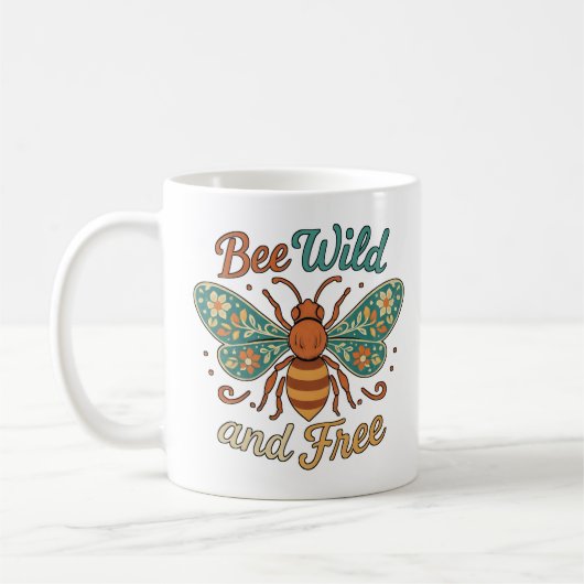 Boho Bee Wild und freie Flora Kaffeetasse (Links)