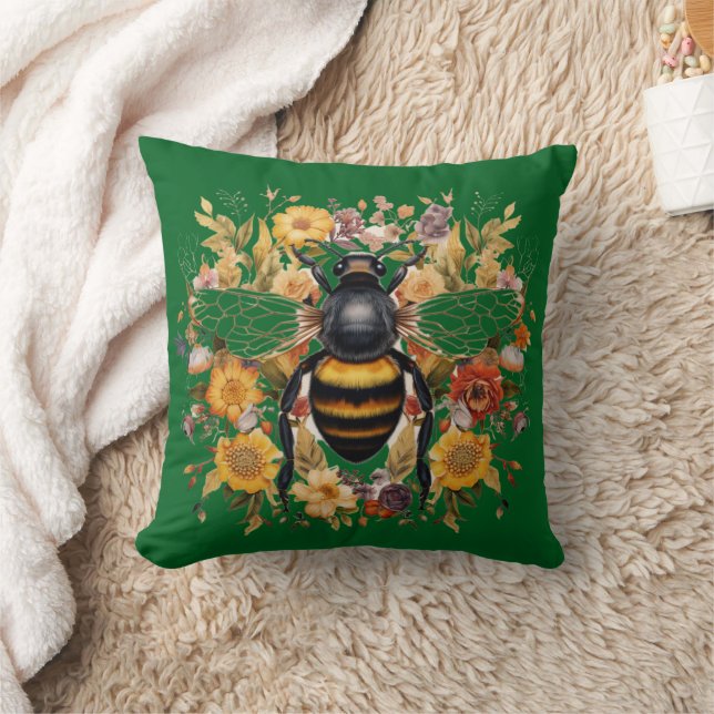 Boho Bee & Wildblumen - Kissen (Decke)