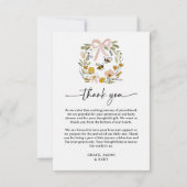 Boho Bee & Wildflower Baby Shower Dankeskarte (Vorderseite)