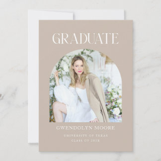 Boho Beige Arch Foto Abschluss Announccard