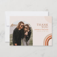 Boho Beige Arch Wedding Flat Danke Karte
