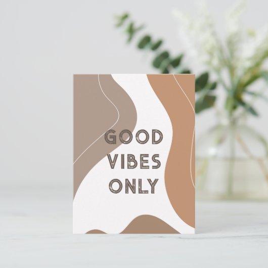 Boho Beige Bio Formen Art Postkarte (Stehend Vorderseite)