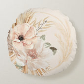 Boho Beige Blume Palms Throw Kissen (Vorderseite)