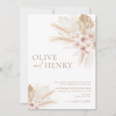 Boho Beige Blume Pampas Wedding Einladung OLIVE (Vorderseite)