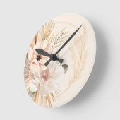 Boho Beige Blume Runde Wanduhr (Winkel)