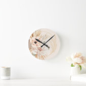 Boho Beige Blume Runde Wanduhr (Zuhause)
