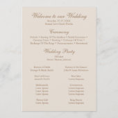 Boho Beige Blume und White Roses Wedding Programm (Rückseite)