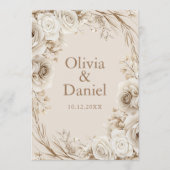 Boho Beige Blume und White Roses Wedding Programm (Vorderseite)