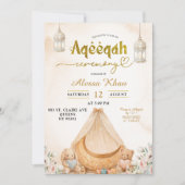 Boho Beige Blumen-Aqeeqah Einladung (Vorderseite)