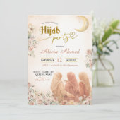 Boho-Beige-Blumen-Hidschab-Party Einladung (Stehend Vorderseite)