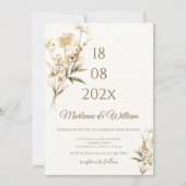 Boho-beige Blumenelemente Hochzeit Einladung (Vorderseite)