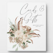Boho Beige Blumenkarten Gifts Plaque Fotoplatte (Vorderseite)