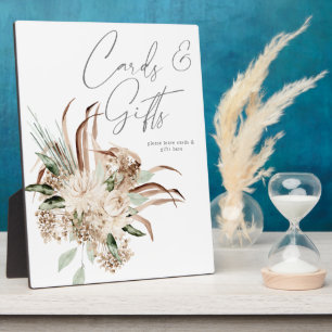 Boho Beige Blumenkarten Gifts Plaque Fotoplatte