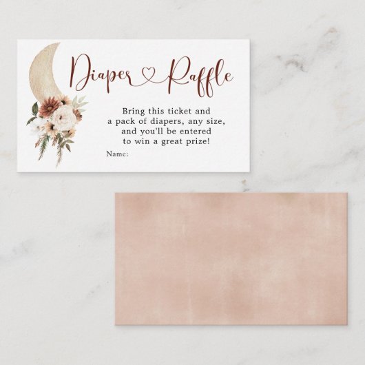 Boho Beige Blumenmoon Babydusche Windelwanne Winde Begleitkarte (Vorne/Hinten)