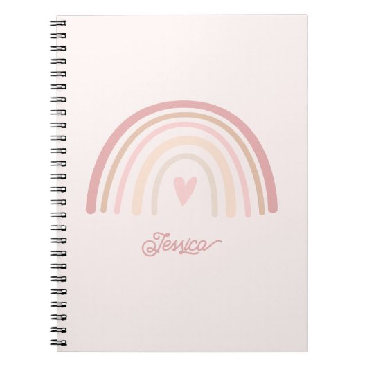 Boho Beige Blush Regenbogen Notizblock (Vorderseite)