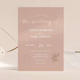 Boho Beige Blush Trendy Script Wedding Folieneinladung