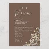 Boho Beige Botanical Wedding Menu Menükarte (Vorderseite)