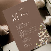 Boho Beige Botanical Wedding Menu Menükarte