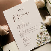 Boho Beige Botanical Wedding Menu Menükarte