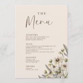 Boho Beige Botanical Wedding Menu Menükarte (Vorderseite)