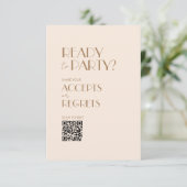 Boho Beige Braune Hochzeits-QR-Code-RSVP-Karte Einladung (Stehend Vorderseite)