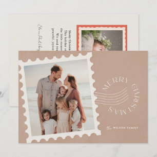 Boho Beige Briefmarke 2 Foto Weihnachten