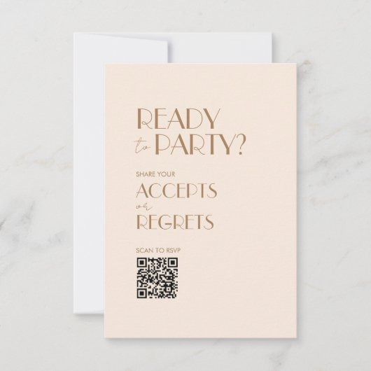 Boho Beige Brown Bold Wedding QR Code RSVP Karte (Vorderseite)