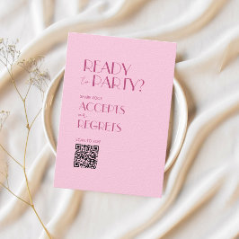 Boho Beige Brown Bold Wedding QR Code RSVP Karte
