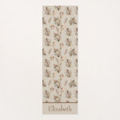 Boho Beige Brown Botanisches Gras Floral Yogamatte (Vorderseite)
