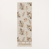 Boho Beige Brown Botanisches Gras Floral Yogamatte (Rückseite)