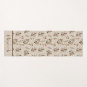 Boho Beige Brown Botanisches Gras Floral Yogamatte (Vorderseite (Horizontal))