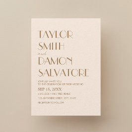 Boho Beige Brown Earth Tones Bold Retro Wedding Einladung