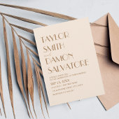 Boho Beige Brown Earth Tones Bold Retro Wedding Einladung