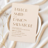 Boho Beige Brown Earth Tones Bold Retro Wedding Einladung